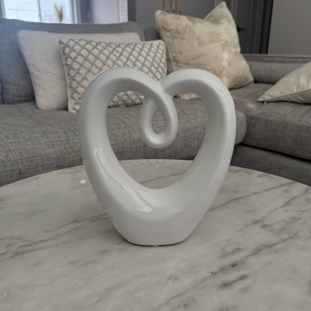 White Heart-Shaped Ceramic Sculpture